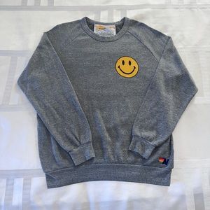Aviator Nation Heather Gray Grey Smiley crewneck size large